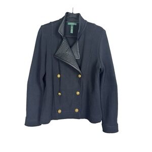 Ralph Lauren Women Large Blazer Peacoat Double Breasted Fisherman Military Prep